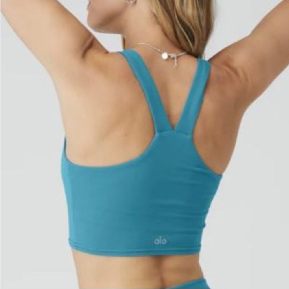 Alo Women's Teal Longline Sports Bra Crop Top Size S